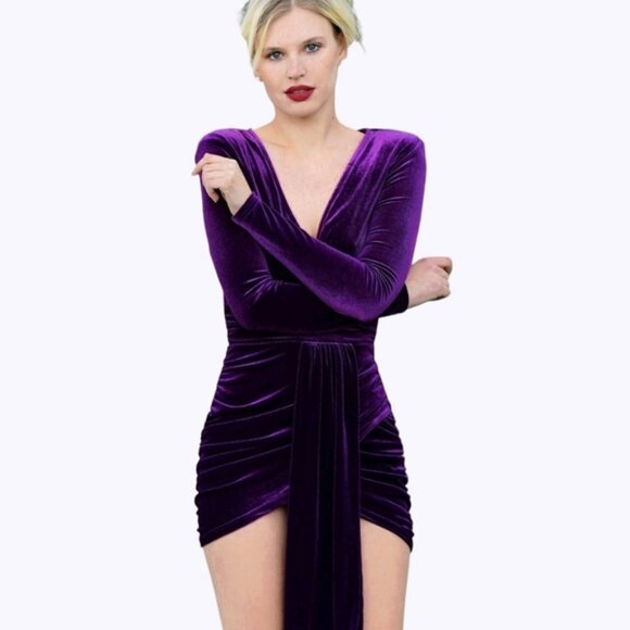 House of Harlow 1960 Purple Velvet Dress - Picture 2 of 16